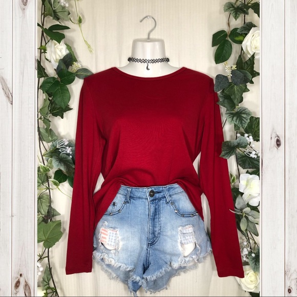 St. John's Bay Tops - St. John’s Bay Dark Cherry Red Long Sleeve Top!